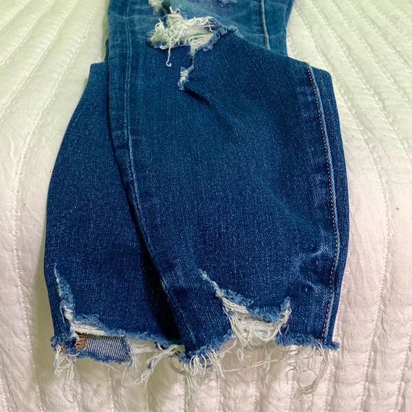 Blue American Eagle Outfitters Distressed Jeans Size 00 XS Curvy Hi-Rise Jegging - Picture 3 of 10